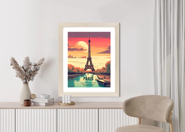 Plakat Zachód Słońca Nad Sekwaną U Stóp Wieży Eiffla