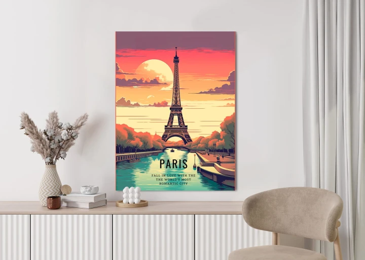 Plakat Zachód Słońca Nad Sekwaną U Stóp Wieży Eiffla