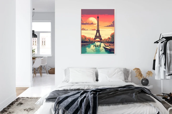 Plakat Zachód Słońca Nad Sekwaną U Stóp Wieży Eiffla