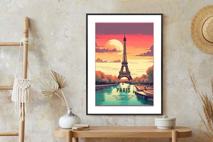 Plakat Zachód Słońca Nad Sekwaną U Stóp Wieży Eiffla