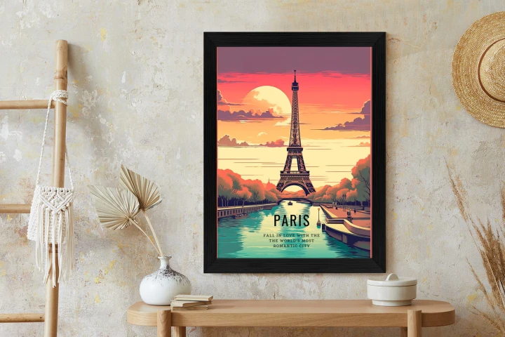 Plakat Zachód Słońca Nad Sekwaną U Stóp Wieży Eiffla