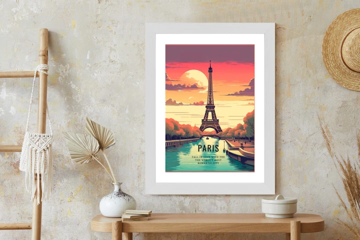 Plakat Zachód Słońca Nad Sekwaną U Stóp Wieży Eiffla