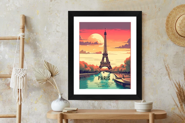 Plakat Zachód Słońca Nad Sekwaną U Stóp Wieży Eiffla