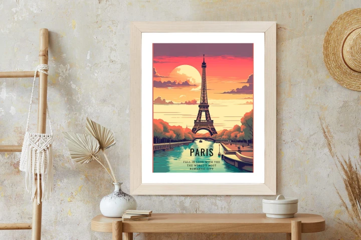 Plakat Zachód Słońca Nad Sekwaną U Stóp Wieży Eiffla