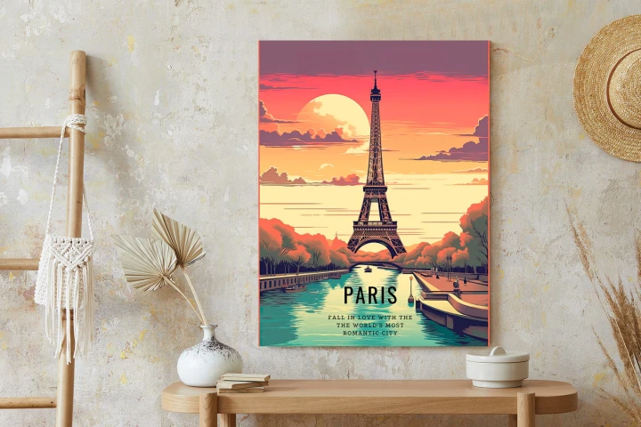 Plakat Zachód Słońca Nad Sekwaną U Stóp Wieży Eiffla