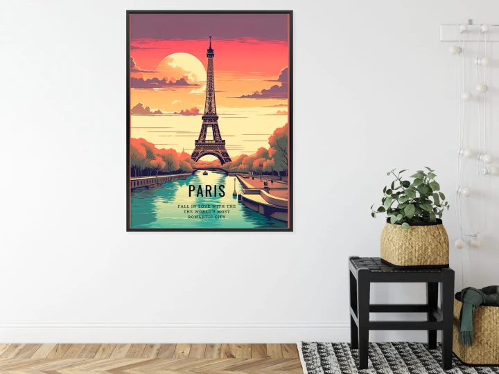 Plakat Zachód Słońca Nad Sekwaną U Stóp Wieży Eiffla