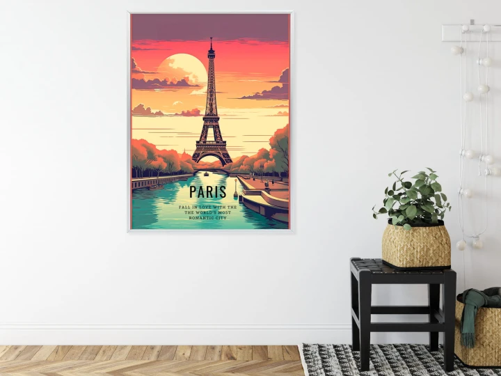 Plakat Zachód Słońca Nad Sekwaną U Stóp Wieży Eiffla