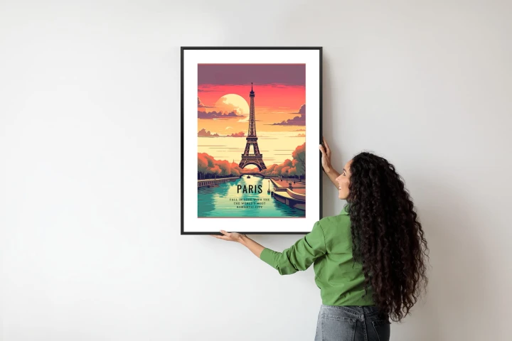 Plakat Zachód Słońca Nad Sekwaną U Stóp Wieży Eiffla