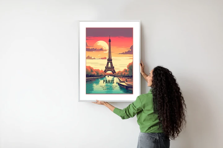 Plakat Zachód Słońca Nad Sekwaną U Stóp Wieży Eiffla