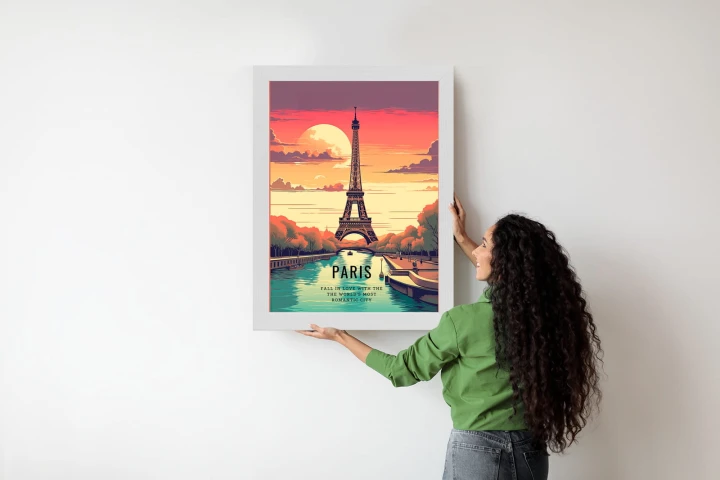 Plakat Zachód Słońca Nad Sekwaną U Stóp Wieży Eiffla