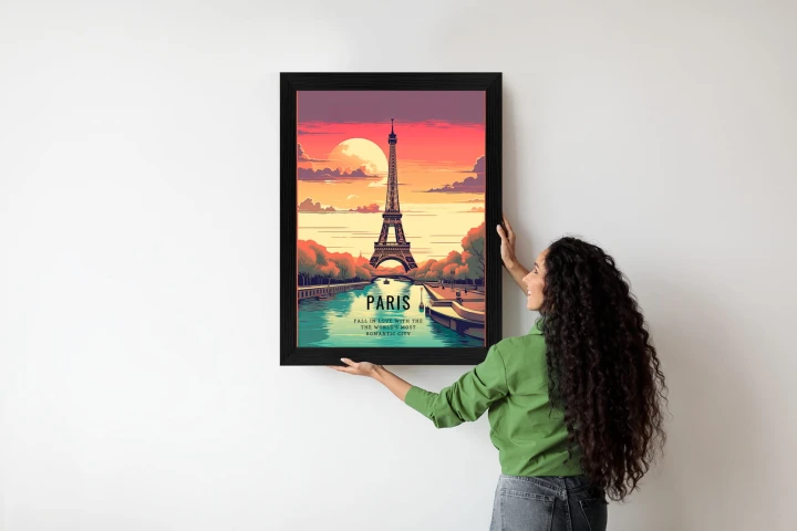 Plakat Zachód Słońca Nad Sekwaną U Stóp Wieży Eiffla