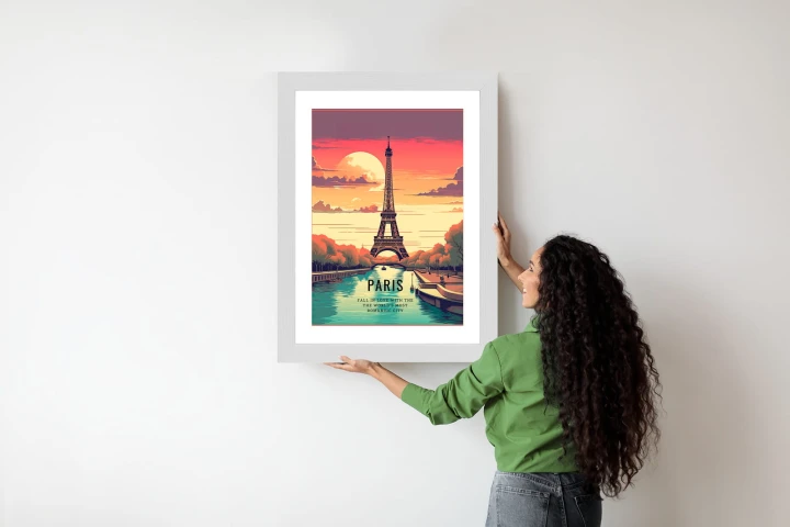 Plakat Zachód Słońca Nad Sekwaną U Stóp Wieży Eiffla