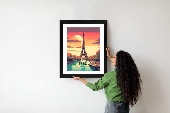 Plakat Zachód Słońca Nad Sekwaną U Stóp Wieży Eiffla