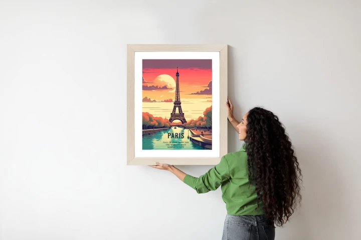 Plakat Zachód Słońca Nad Sekwaną U Stóp Wieży Eiffla