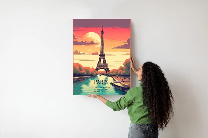 Plakat Zachód Słońca Nad Sekwaną U Stóp Wieży Eiffla