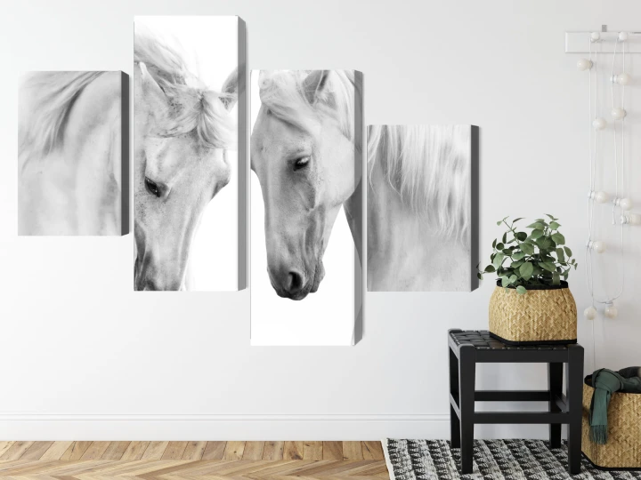 Obraz Wieloczęściowy Dwa Konie Na Białym Tle