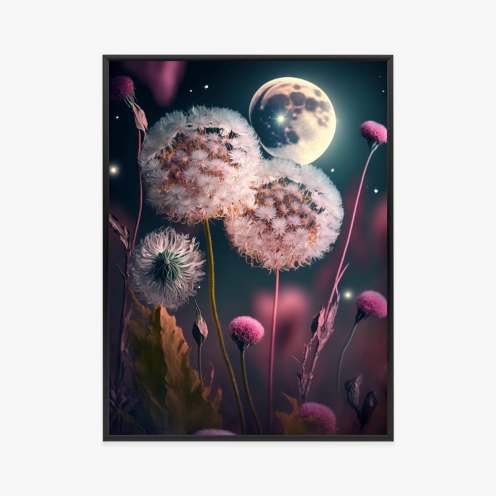 Plakat Dmuchawce Na Tle Nocnego Nieba