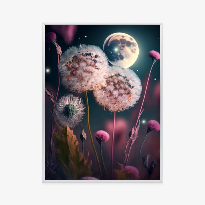 Plakat Dmuchawce Na Tle Nocnego Nieba