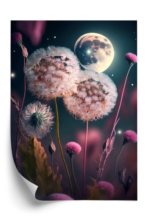 Plakat Dmuchawce Na Tle Nocnego Nieba