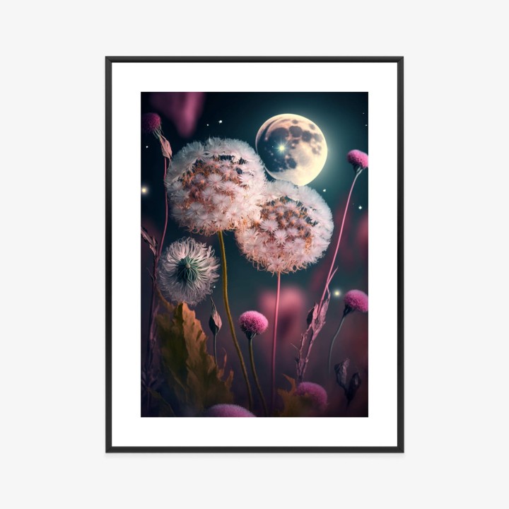 Plakat Dmuchawce Na Tle Nocnego Nieba