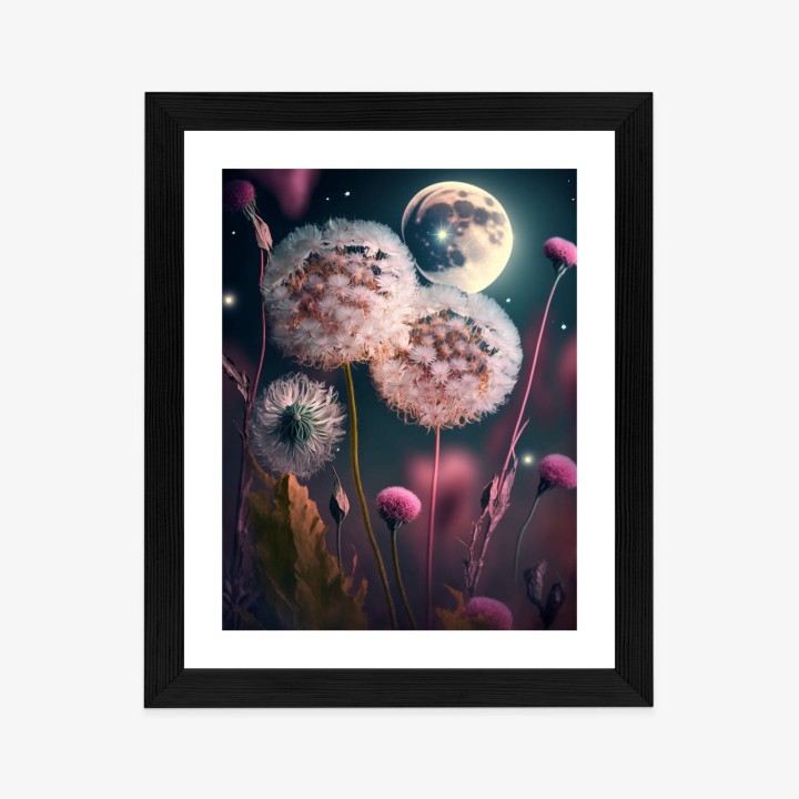 Plakat Dmuchawce Na Tle Nocnego Nieba