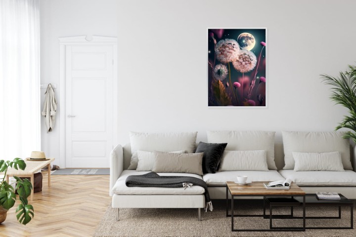 Plakat Dmuchawce Na Tle Nocnego Nieba