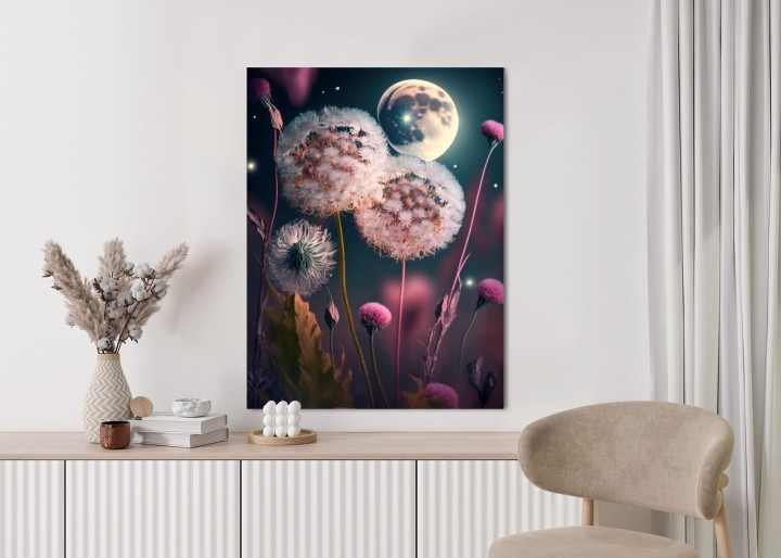 Plakat Dmuchawce Na Tle Nocnego Nieba