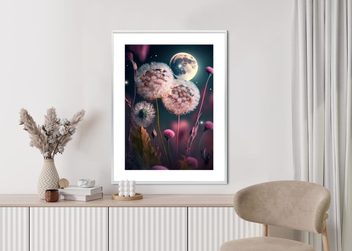 Plakat Dmuchawce Na Tle Nocnego Nieba