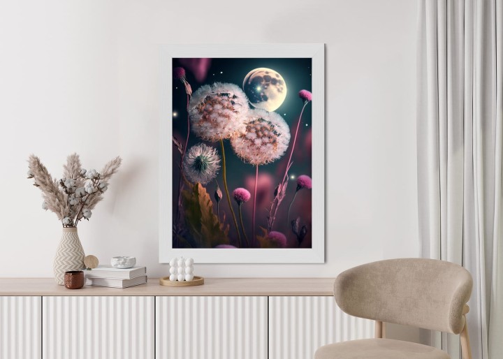 Plakat Dmuchawce Na Tle Nocnego Nieba