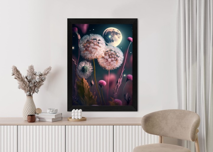 Plakat Dmuchawce Na Tle Nocnego Nieba