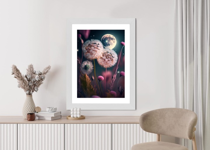 Plakat Dmuchawce Na Tle Nocnego Nieba