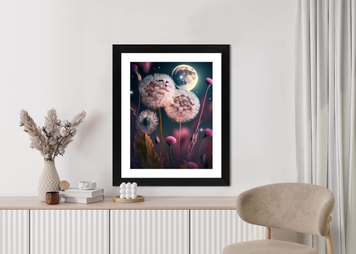 Plakat Dmuchawce Na Tle Nocnego Nieba