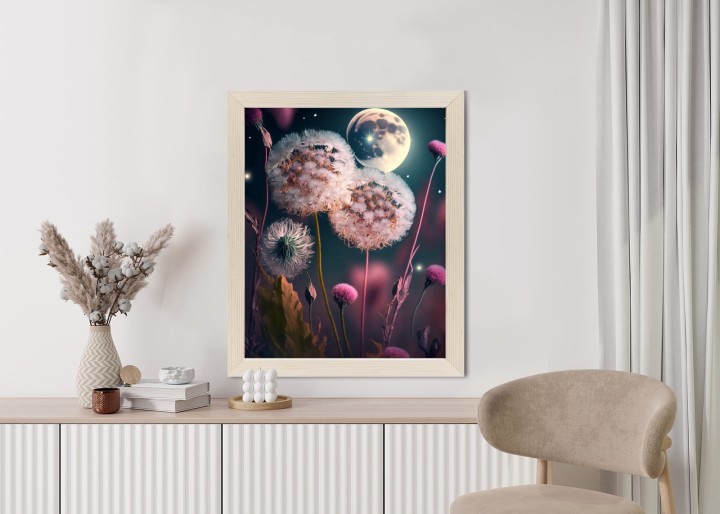 Plakat Dmuchawce Na Tle Nocnego Nieba