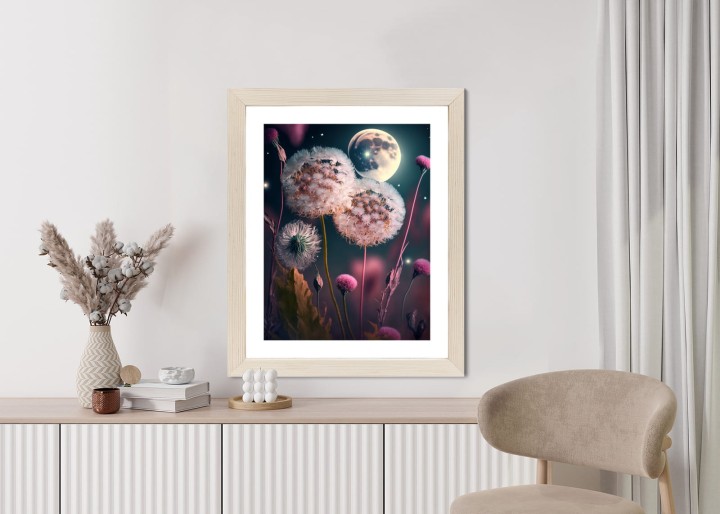 Plakat Dmuchawce Na Tle Nocnego Nieba