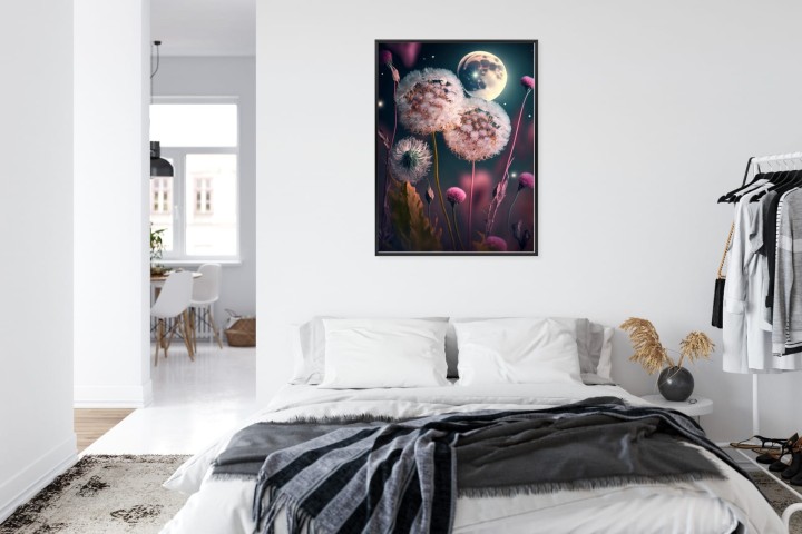 Plakat Dmuchawce Na Tle Nocnego Nieba