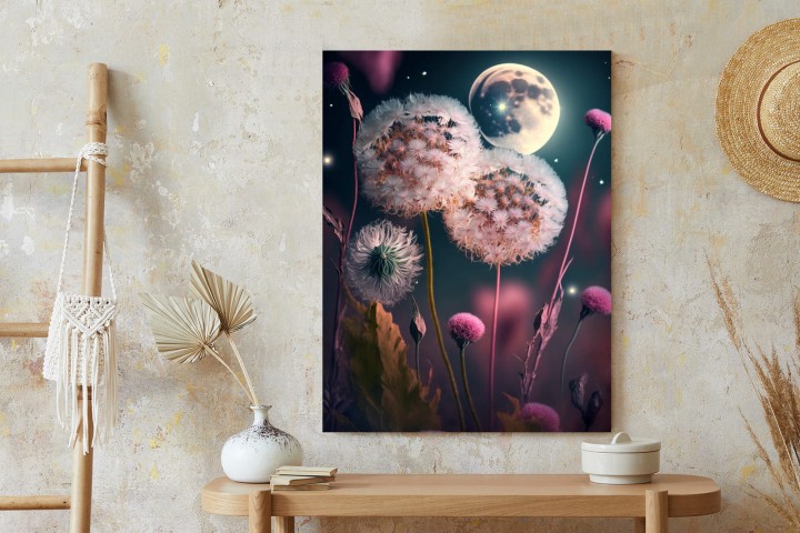 Plakat Dmuchawce Na Tle Nocnego Nieba