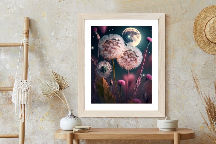 Plakat Dmuchawce Na Tle Nocnego Nieba