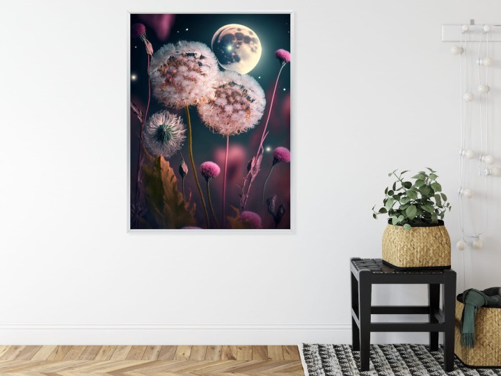 Plakat Dmuchawce Na Tle Nocnego Nieba