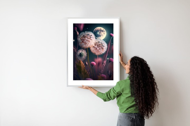 Plakat Dmuchawce Na Tle Nocnego Nieba