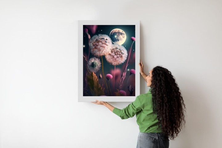 Plakat Dmuchawce Na Tle Nocnego Nieba