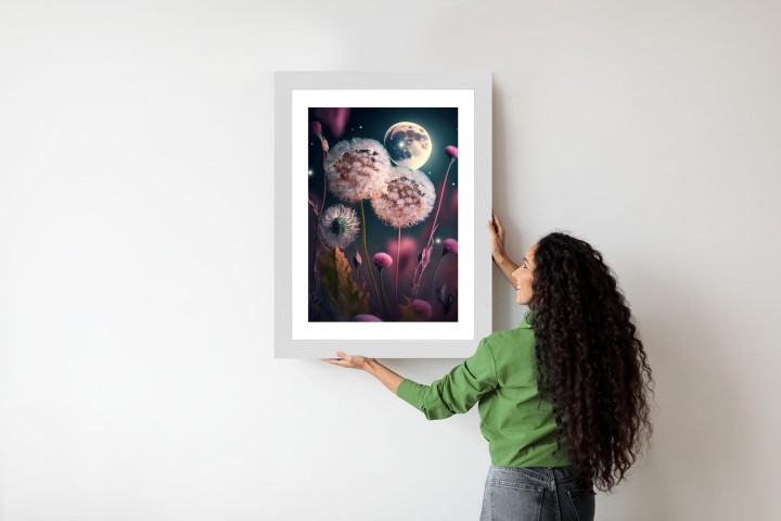 Plakat Dmuchawce Na Tle Nocnego Nieba