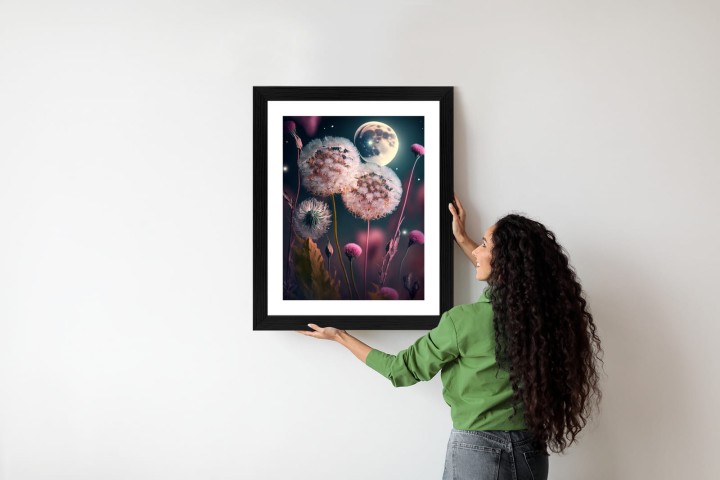 Plakat Dmuchawce Na Tle Nocnego Nieba