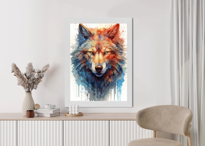Plakat Portret Z Głową Wilka