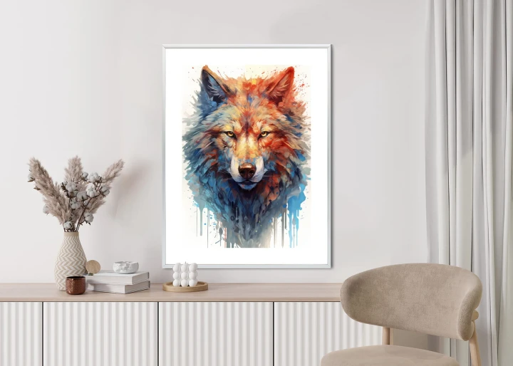 Plakat Portret Z Głową Wilka