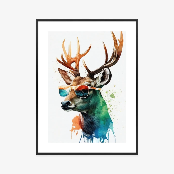 Plakat Jeleń W Okularach Przeciwsłonecznych
