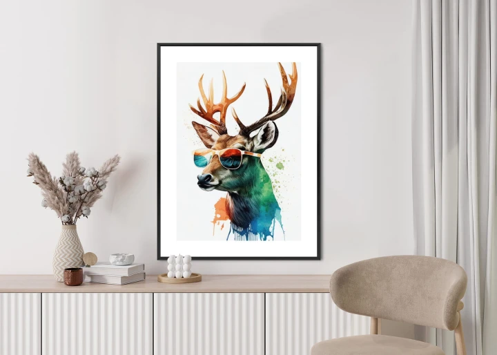 Plakat Jeleń W Okularach Przeciwsłonecznych