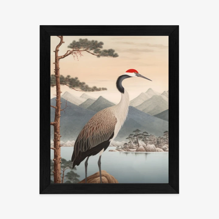 Plakat Ilustracja Z Żurawiem I Sosną