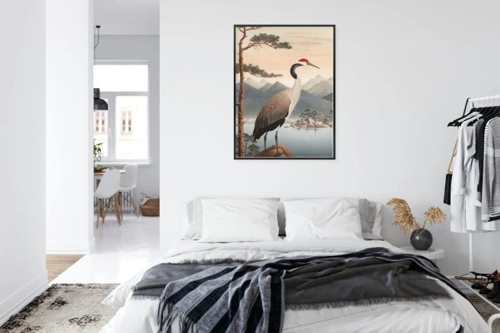 Plakat Ilustracja Z Żurawiem I Sosną