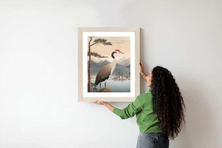 Plakat Ilustracja Z Żurawiem I Sosną