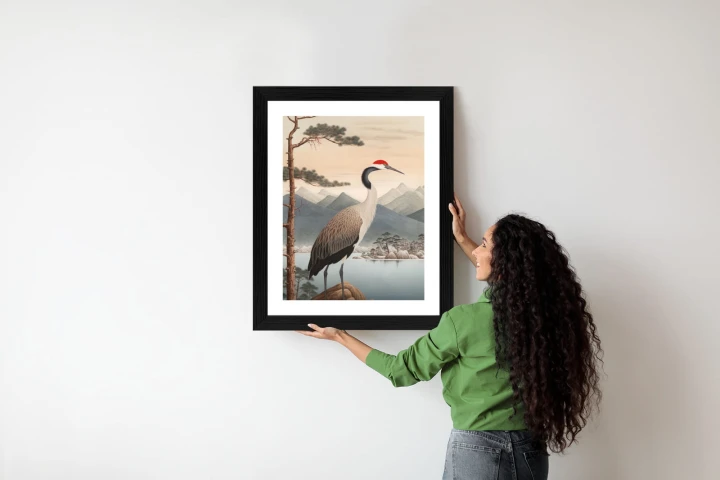 Plakat Ilustracja Z Żurawiem I Sosną